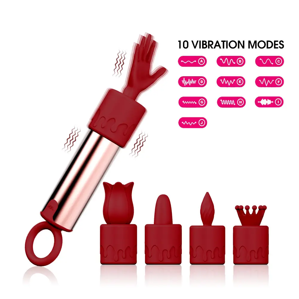 Lipstick Bullet Mini Female Vibrator With 10 Vibration 5 Replacement Heads Bullet Vibrator Adult Sex Toys