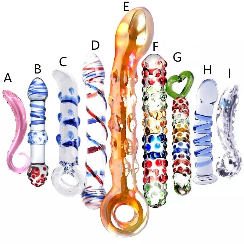 Wholesale Multicolour Glass Dildo  Handmade Crystal Luxury Anal Butt Plug Dildo Sex Toys