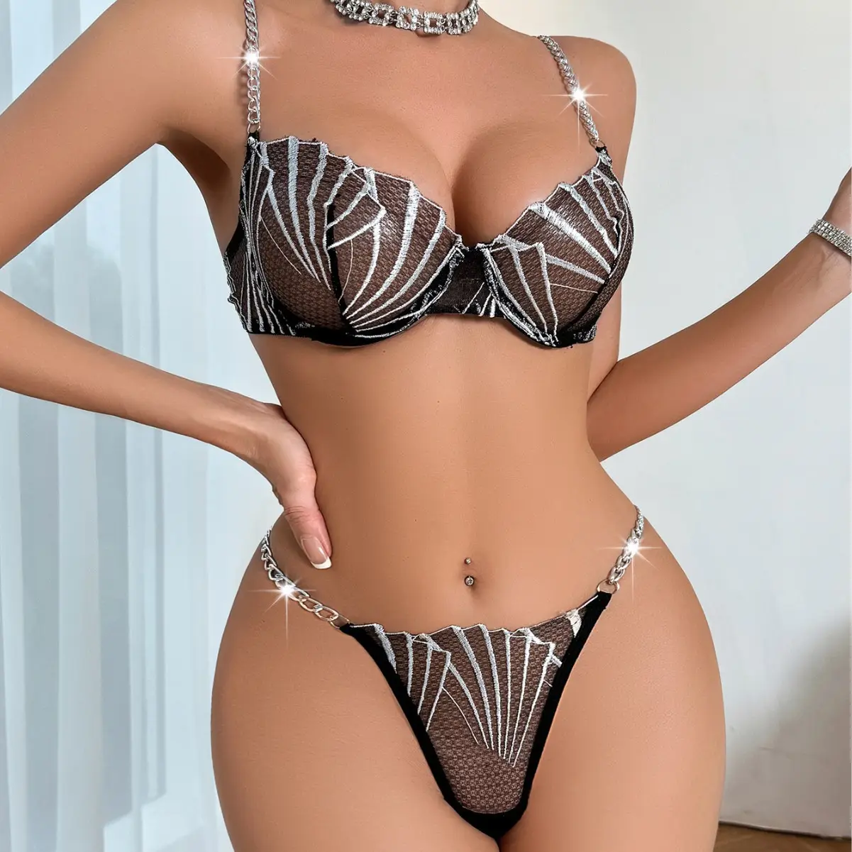 Women's Premium Embroidered Lace Bra Suit Stylish Design Comfortable Thin Fabric Alluring Appeal