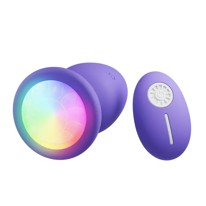 Wireless Remote Control USB Rechargeable Silicone LED Light up Plug Anal Vibrator Glowing Vibrating Butt Plugs for Couples Men