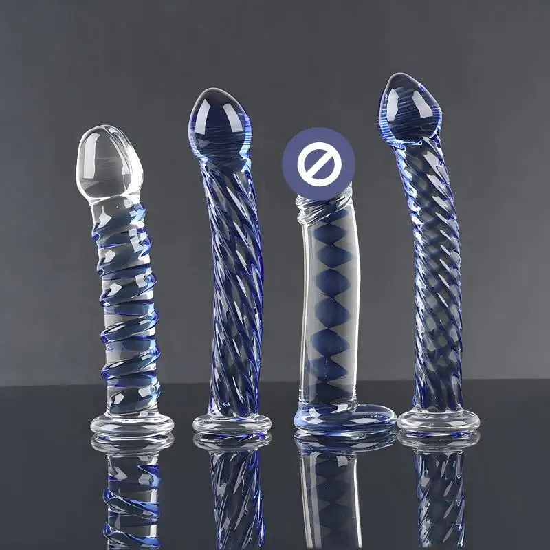 Women's 18cm Threaded Crystal Glass G-Spot Dildo Anal Beads Thruster Sex Toy for Female Masturbation and Orgasm Pleasure