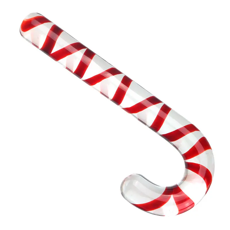 Christmas Gift Unisex Crystal Glass Anal Butt Plug Anal Dildo Wand Candy Cane Dildo