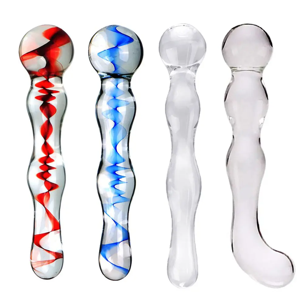 Glass Dildo Double Ended Crystal Wand Textured G Spot Massager Anal Plug