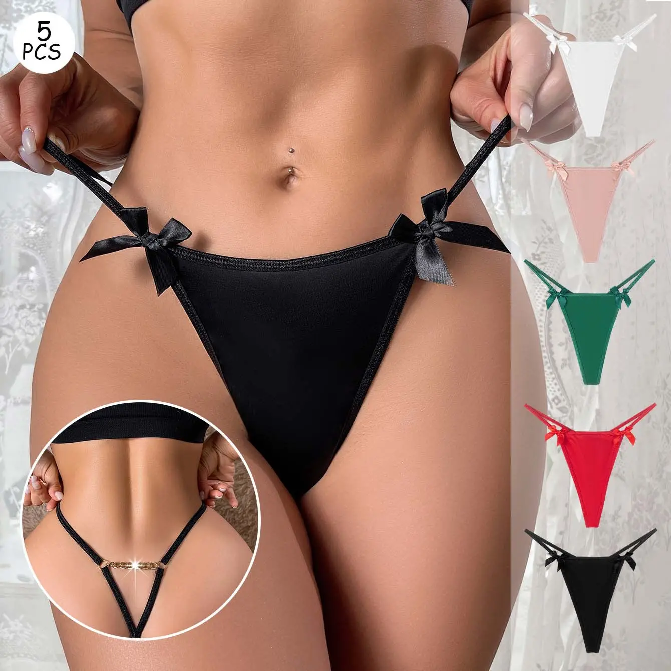 Underwear Woman Thongs Butterfly G-String Femme Seamless Nylon Light Control Bodysuits Green Chain Sexy Panties for Women