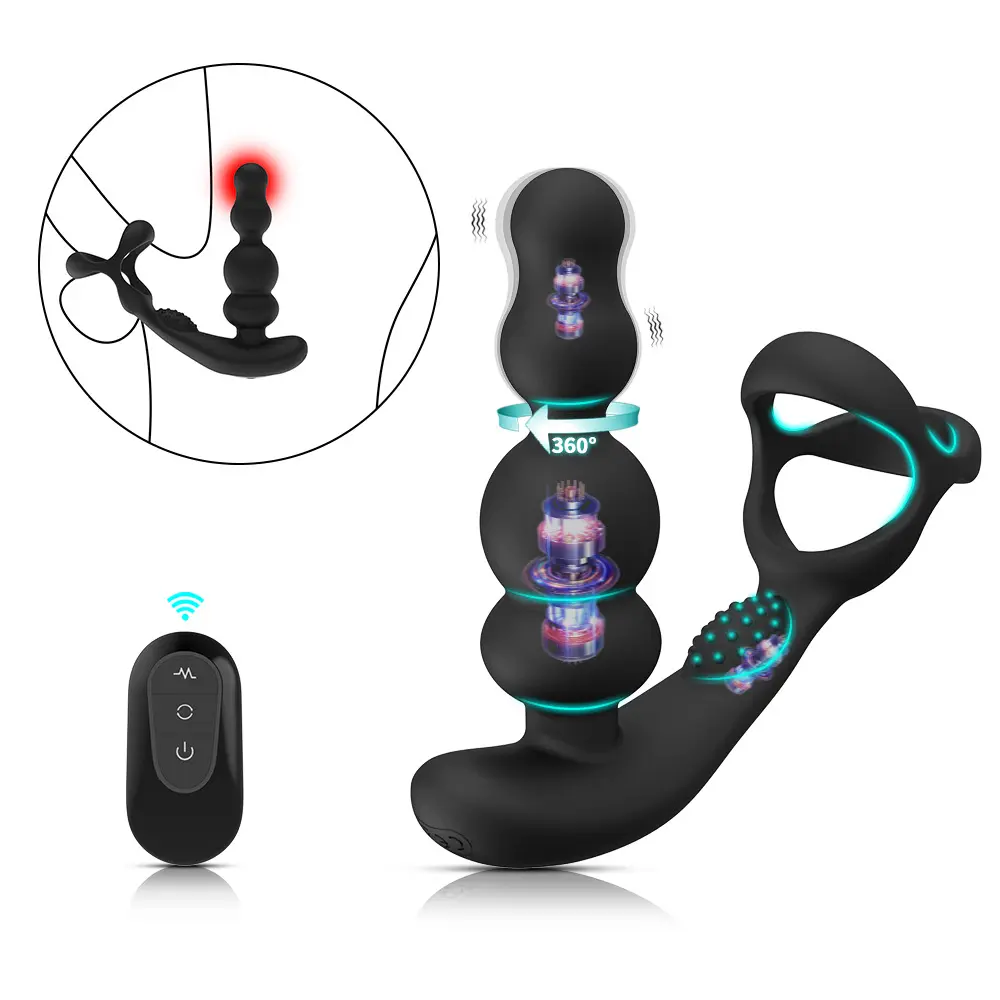 Male Prostate Massager Swing Anal Bead Vibrator Remote Control Anal Plug for Couples