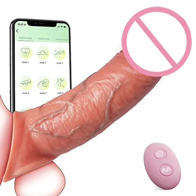 App Remote Control Realistic Penis Extension Cock Sleeve Wearable Penis Extender Enhancer Penis Cover for Men