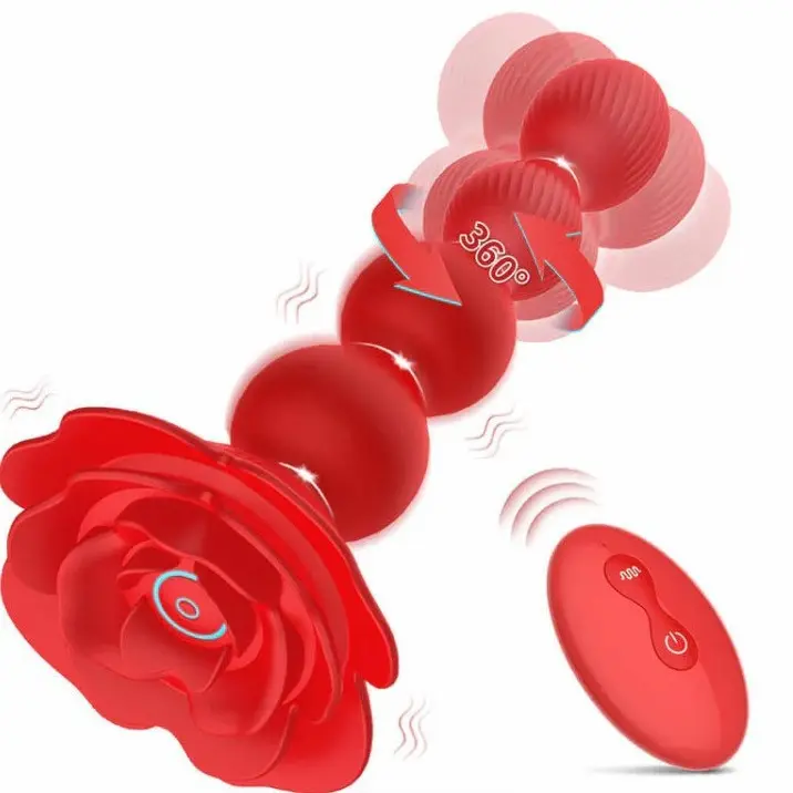 Anal Plug Rose Vibrator Couples Sex Toys 10 Rotate Twist Vibrating Anal Vibrators Rose Sex Toy Adult Sex Toys for Couple