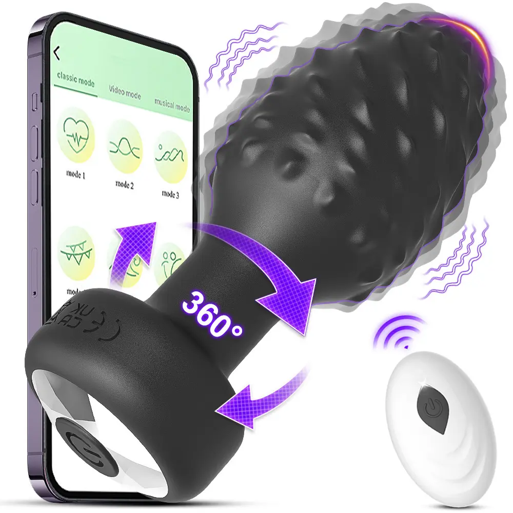 360 Rotation APP Remote Controlled Silicone Vibrator Anal Plug Anal Toys Anal Stimulation Masturbator Unisex Adult Sex Toys