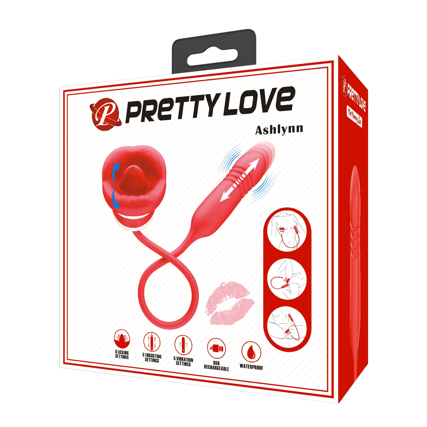 Pretty Love USB Powered Wearable Vibrator for Women 7 Tongue Lick Silicone 5 Frequency Telescopic Vibration Thrusting Rose