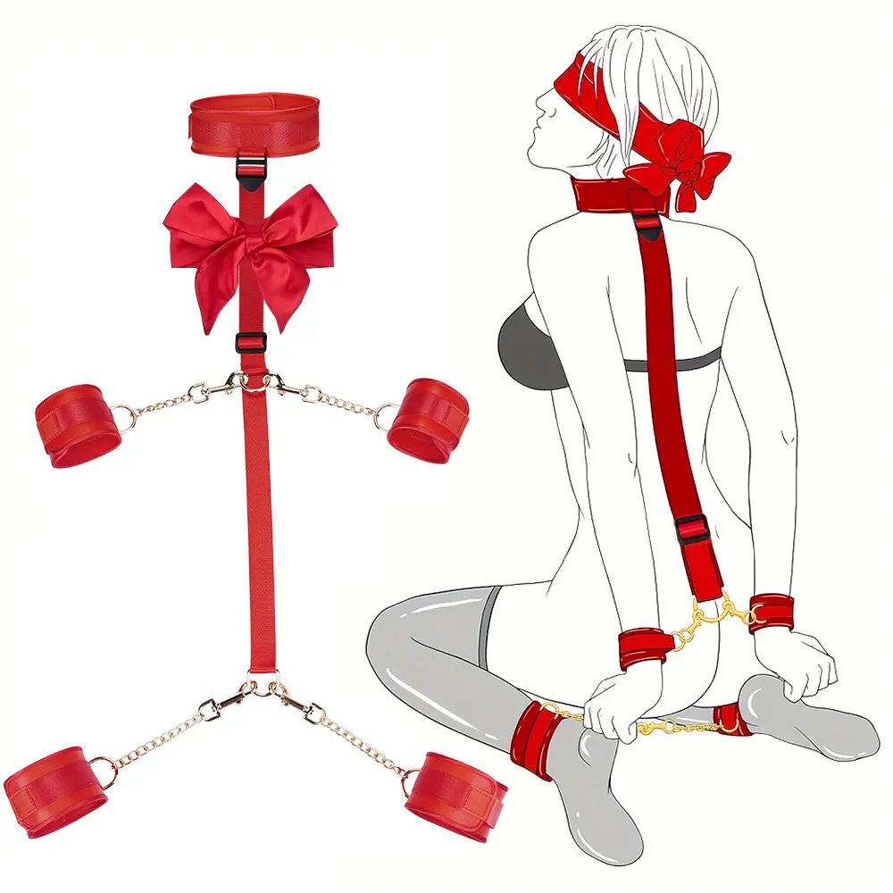 Backhand Neck Collar Buckle Bound Hands and Feet Handcuffs Adult Alternative SM Sex Props Couple Items BDSM