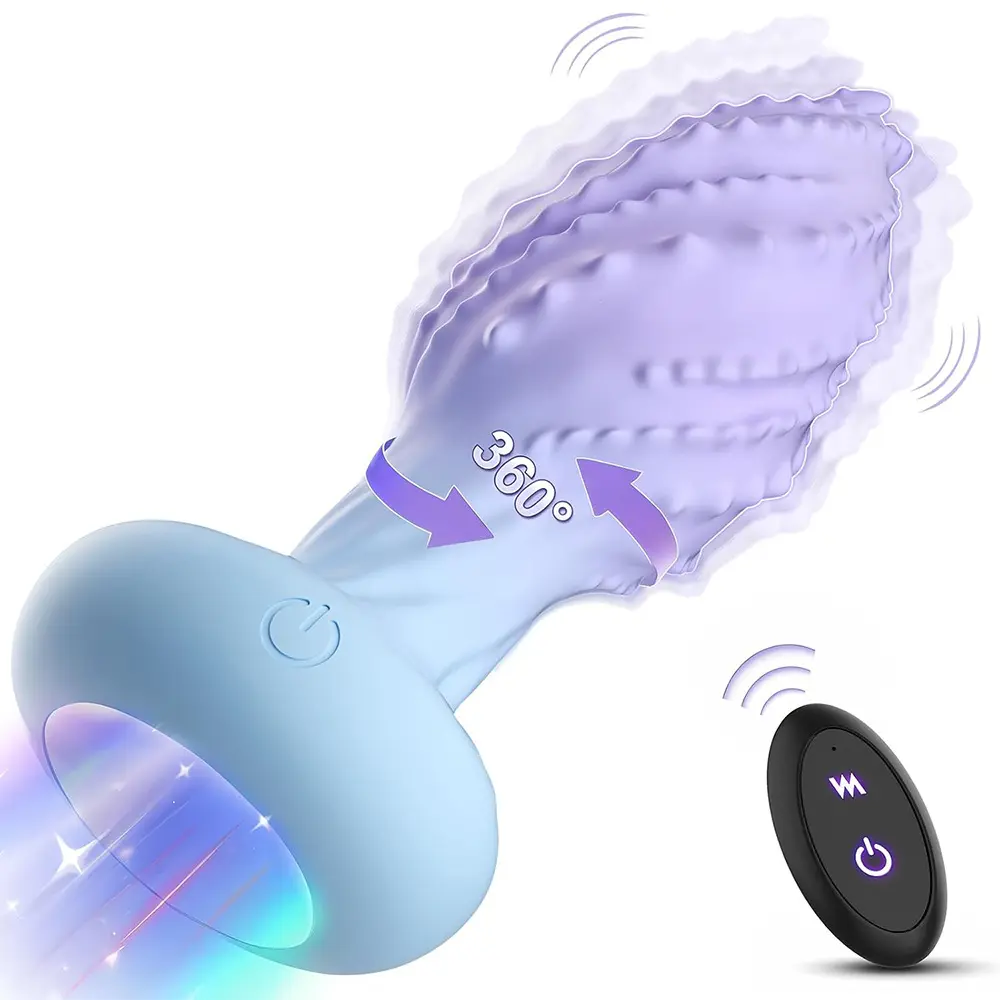 Rotation Anal Plug Sex Toys LED Light Remote Control Butt Plug Vibrator Men's Prostate Massager Women's Masturbator