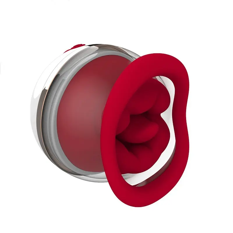 Rose Erotica Adult Toys Licking and Sucking Vibrator With Kissing Vibrations and 5 Auto/Manual Sucking