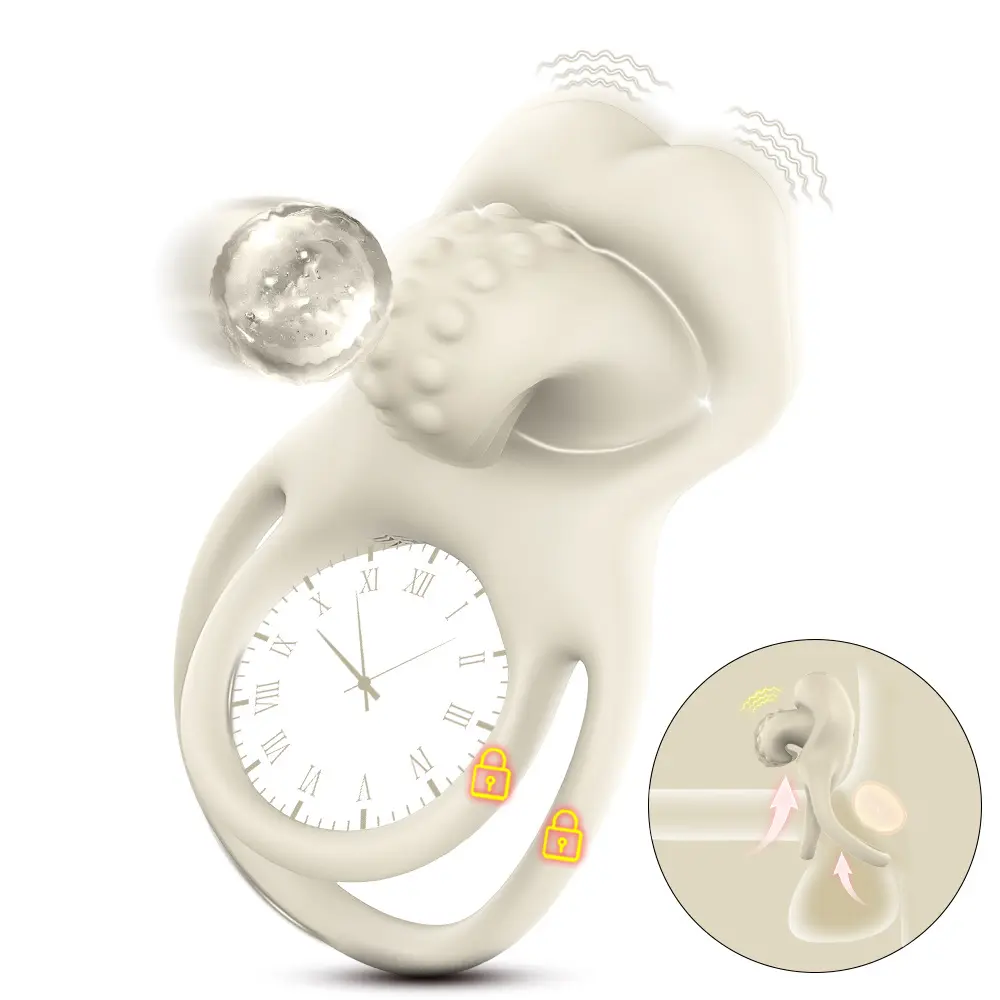 New Design Men's Vibration Tongue Lock Ring Wireless Remote Control Delayed Ejaculation Lock Precision Ring