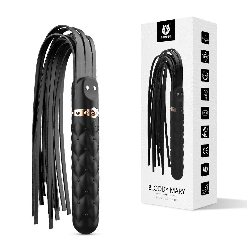 Unisex Sex Toy SM Tassel Leather Whip COS Master Servant Charging Body Vibrator