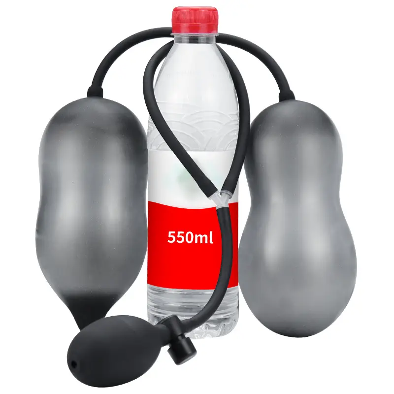 Silicone Double Inflatable Anal Plug Dildo Air-filled Pump Sex Toys for Couple