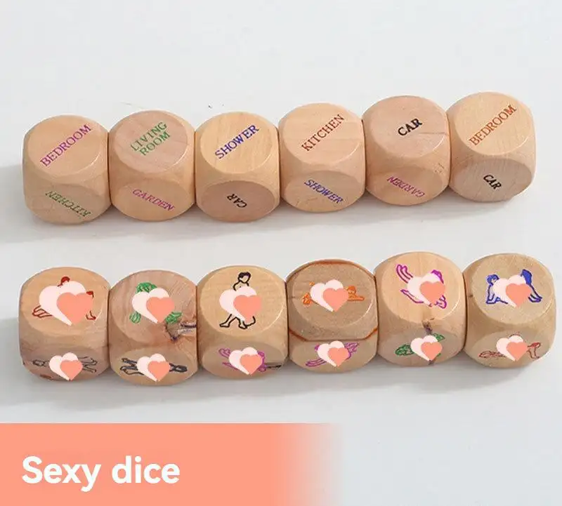 6pcs Wooden Hexagon Dice Game for Couples for Date Night Entertainment Adult Games Sex Toys