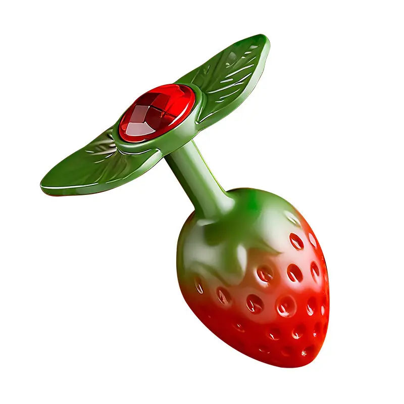 Strawberry Silicone Anal Plug & Beads - Wearable Anal Trainer for Discreet Extended Wear & Outdoor Use