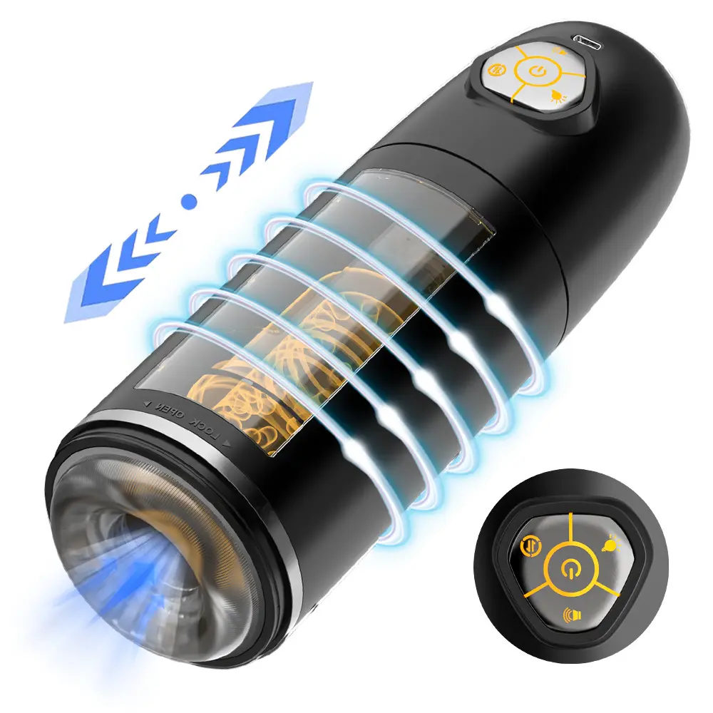 Aircraft-Themed Male Masturbation Cup with Automatic Telescopic Rotation and 4-Language Voice Guidance for Men