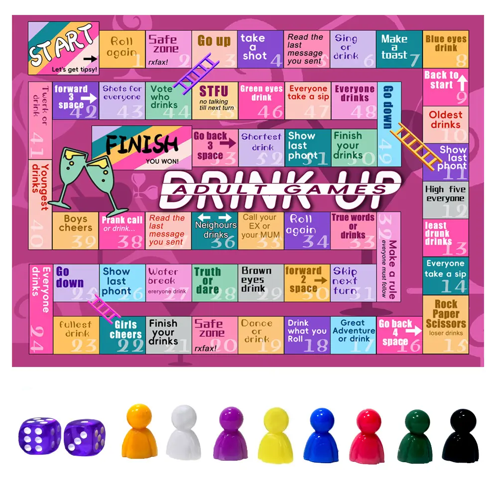 New pink Adult Drinking Chess Party Drink up Chessboard for Adult Game Drink Fun