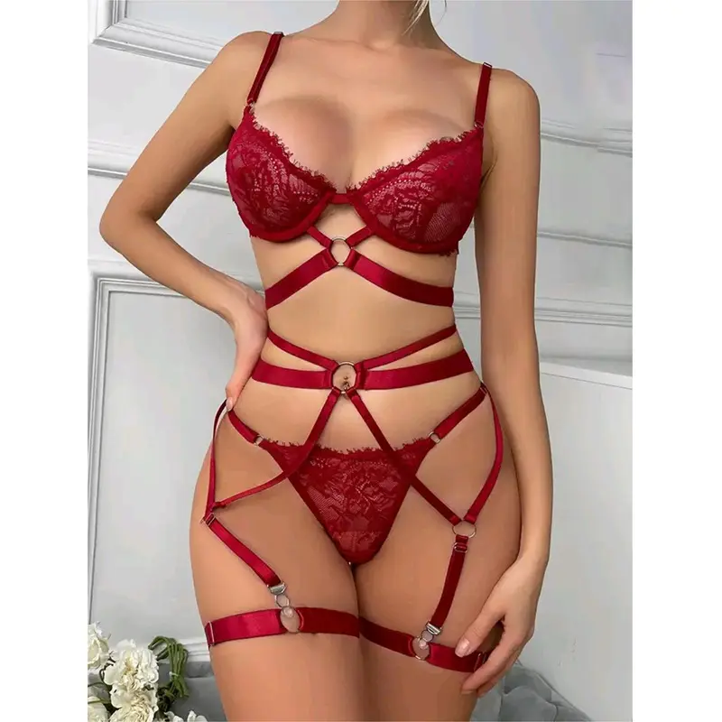 Lace Bra Panty Lingerie Trendy Transparent Lace Bralette Set See Through Hollow Out Hot Sexy Women Lingerie