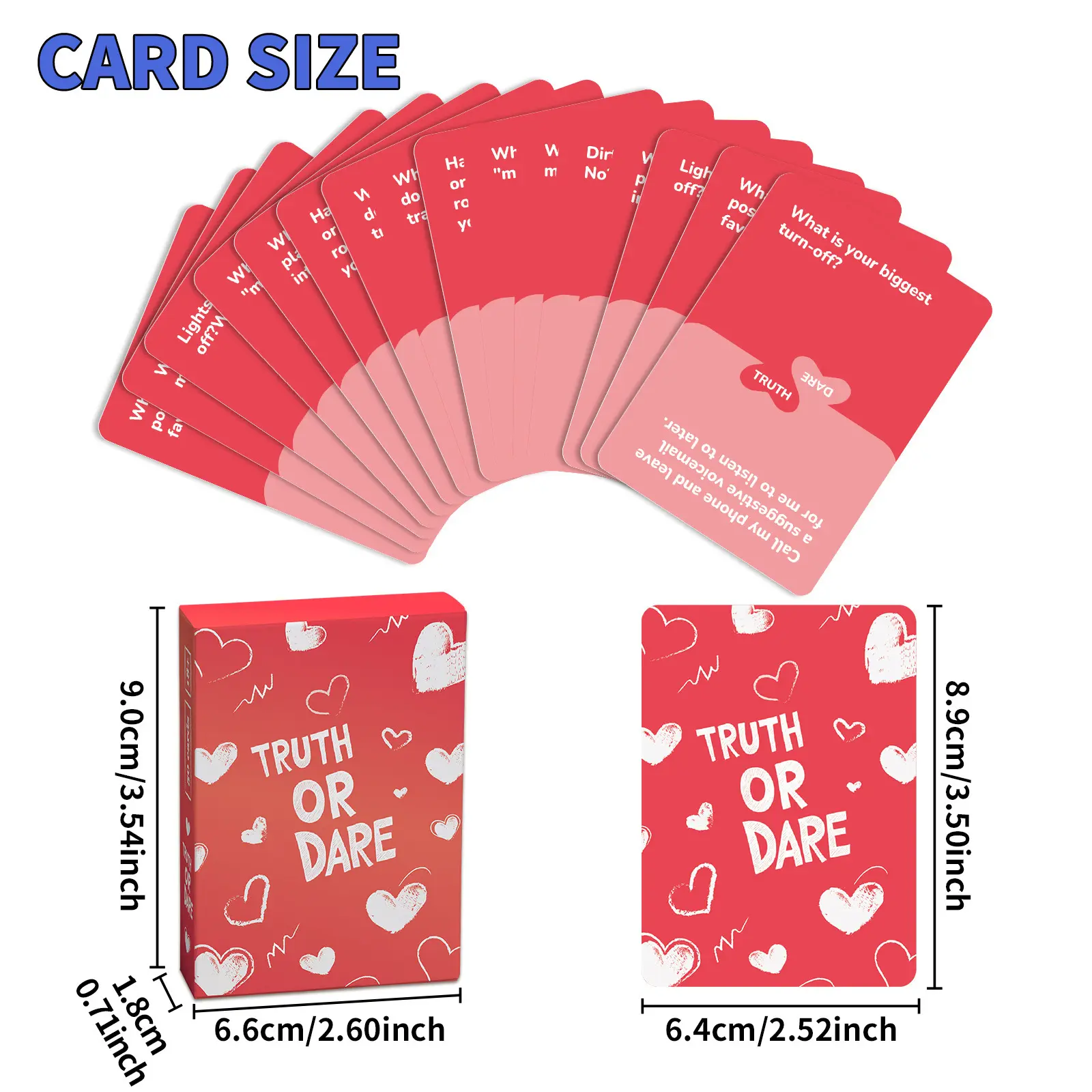 Customized Game Cards New Style 50 Pcs Truth or Dare Cards Heart-Shaped Couple Cards English Version