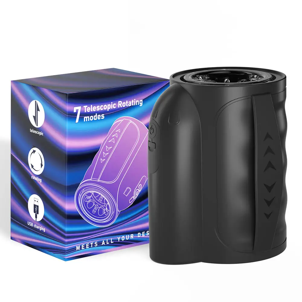 Men's Telescopic Rotating Airplane Masturbation Cup with 7 Thrusting Modes Adult Sex Toy