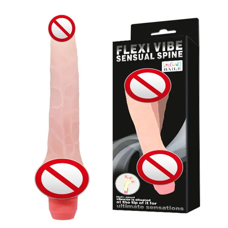 BAILE Bendable Realistic Dildo Vibrator Built-in Joints Soft Silicone Wand Female Adult Masturbation Sex Toy Waterproof IPx6