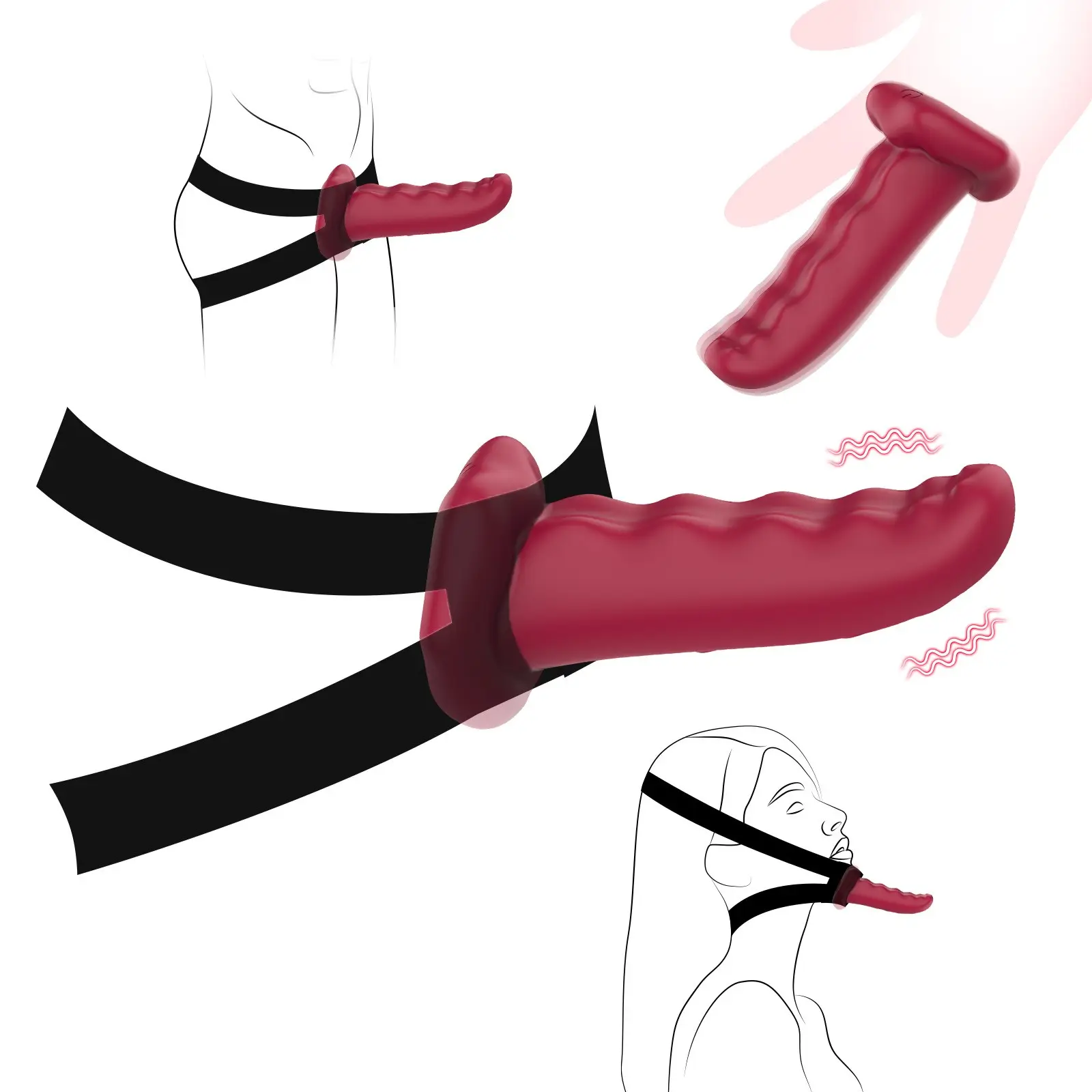New 5 in 1 Flexible Finger Sleeve g Spot Strap on Dildo Vibrator Anal Nipple Stimulation Adult Sex Toys for Couple