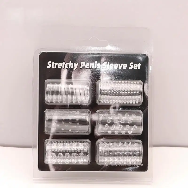6Pcs Crystal Caterpillar Finger Sleeves Ring Set Male Delay Ejaculation Adult Sex Toy 100% Waterproof