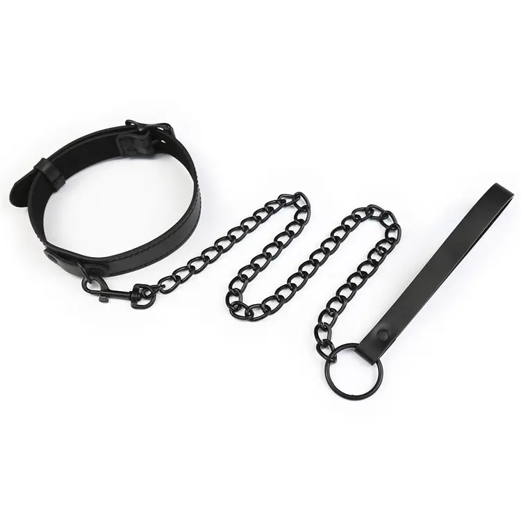 Adult BDSM Black Lace Collar Ankle Cuffs with Leash Chains Adjustable Necklaces for Couple Sex Toy Stimulation