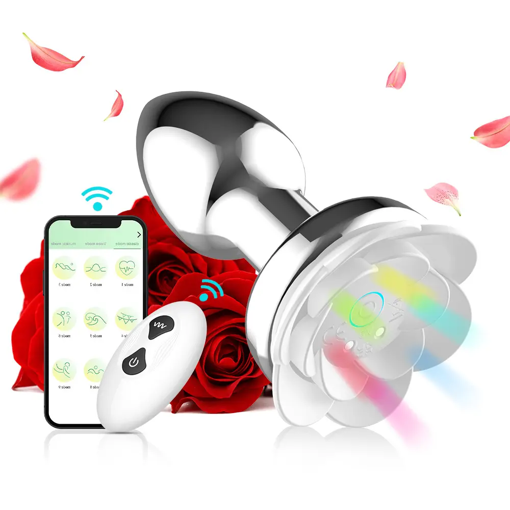 Adult Luminous Electric Anal Dildo & Intimate Toy with Vibrating Remote & App Control Metal Anal Plug for Couples