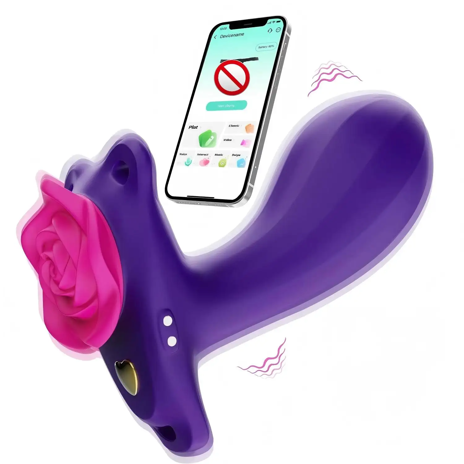 APP Rose Wearable Vibrator Adult Sex Toy Multiple Vibration Frequencies Stimulating Nipples Clitoris Anal Dilation