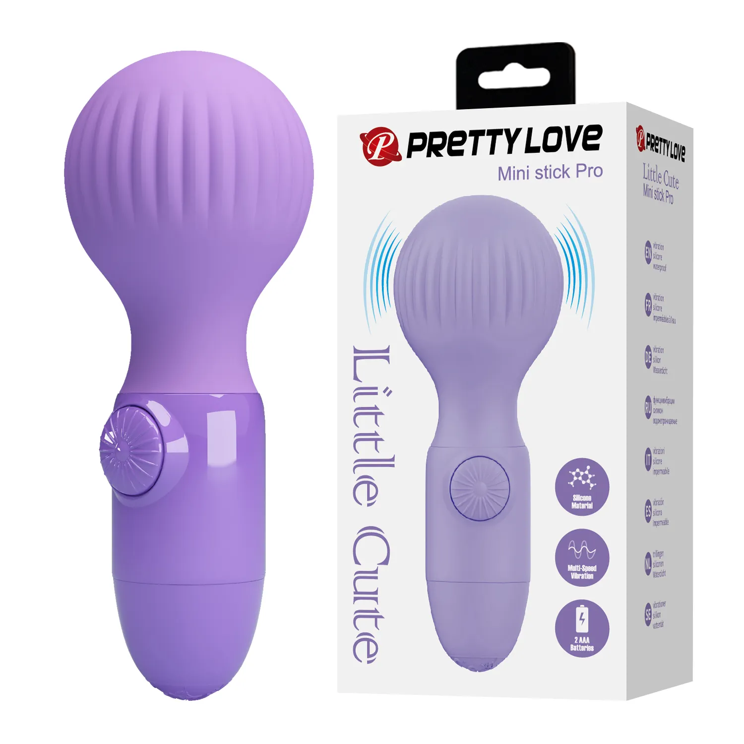 Prettylove Mini AV Wand Vibrator Portable Silicone AAA Battery Powered Powerful Vibration BI-300117