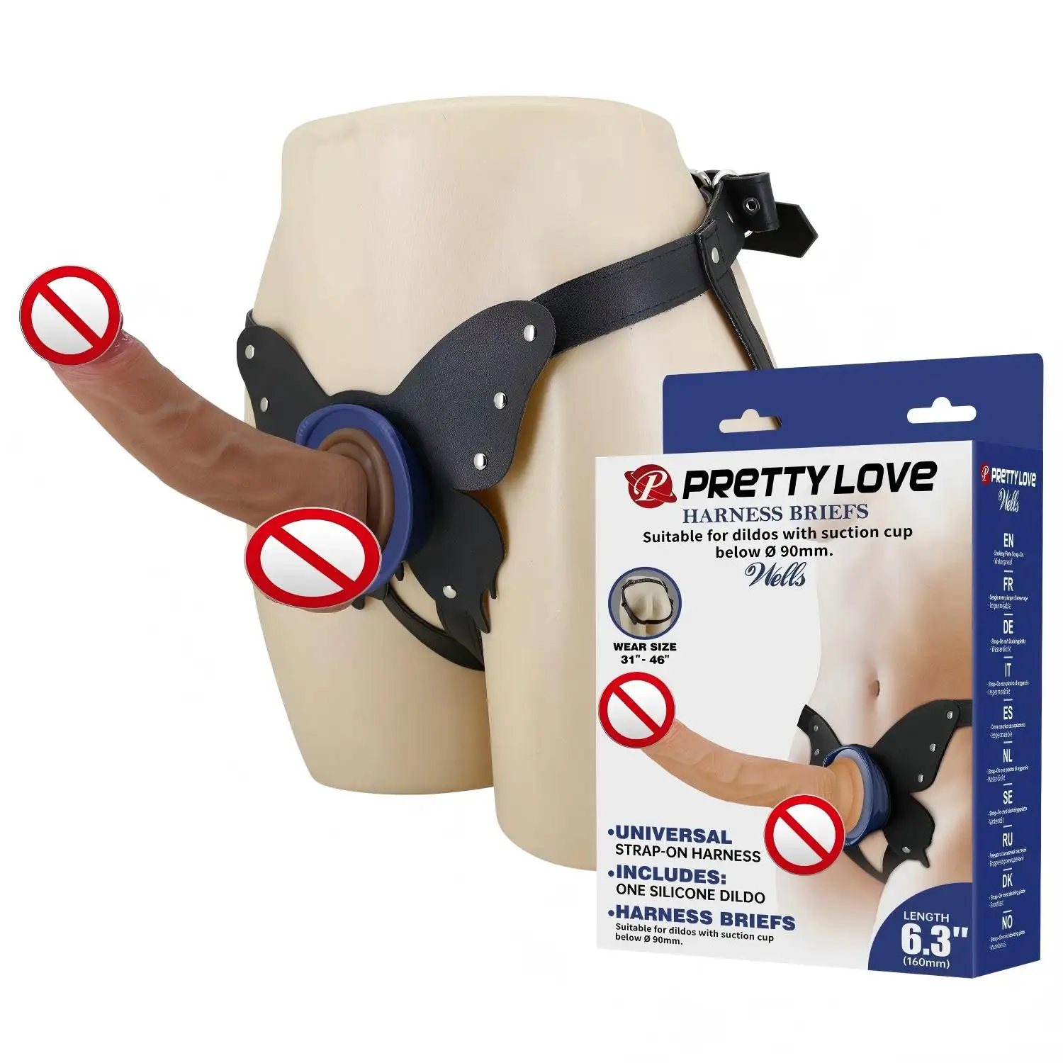 Prettylove Wearable Strap on Dildo Harness for Lesbian Couples Strong Suction Cup Large Size BW-022075