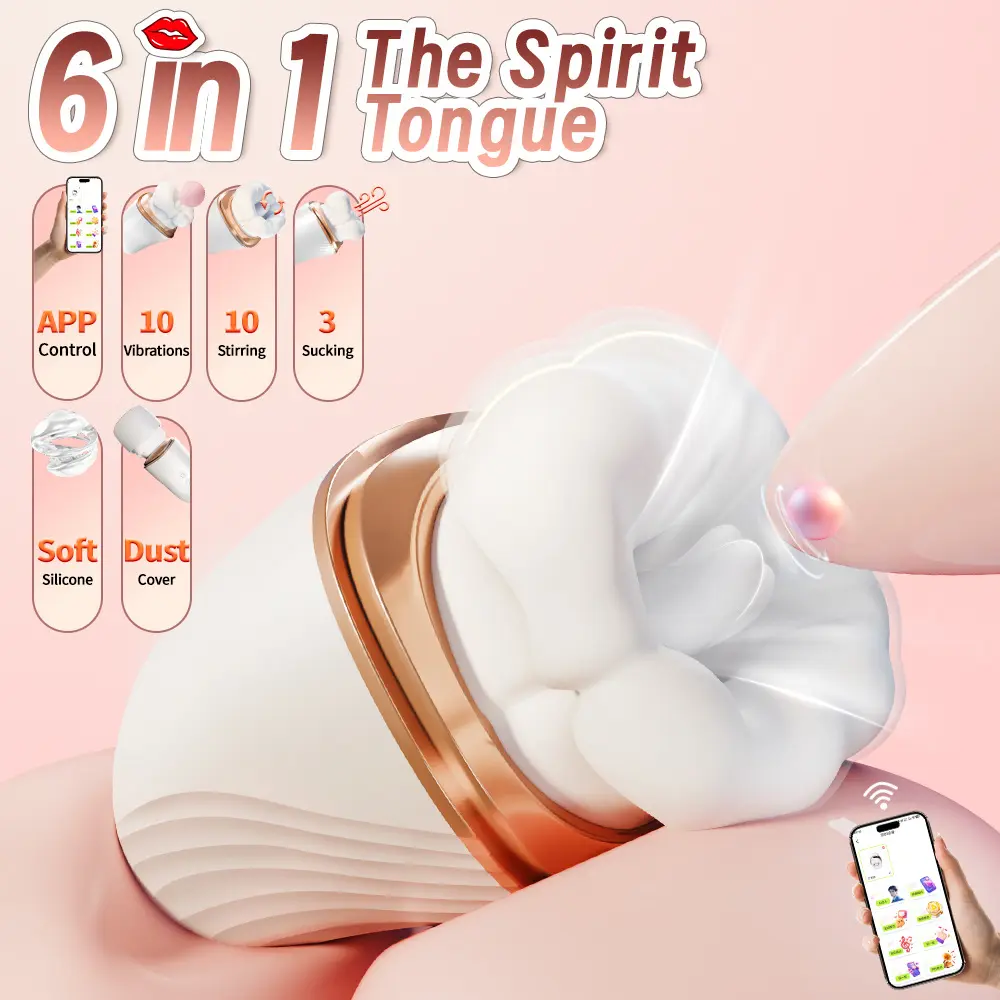 APP 6-in-1 Tongue Licking Fun G-Spot Vibrator USB Rechargeable 100% Waterproof Adult Sex Toy for Women