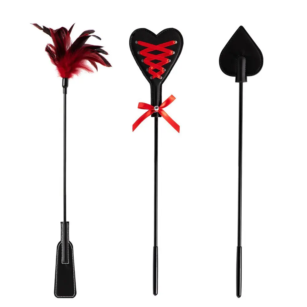 Sex Whip Long Handle Faux Leather Riding Crops BDSM Bondage Spanking Paddle Whips Flirting Tools for Couples Sex Product