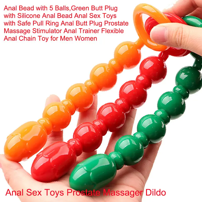 Silicone Slim Pull Beads Massager Plug for Beginner, Man Woman Adult Product Anal Plug for Men