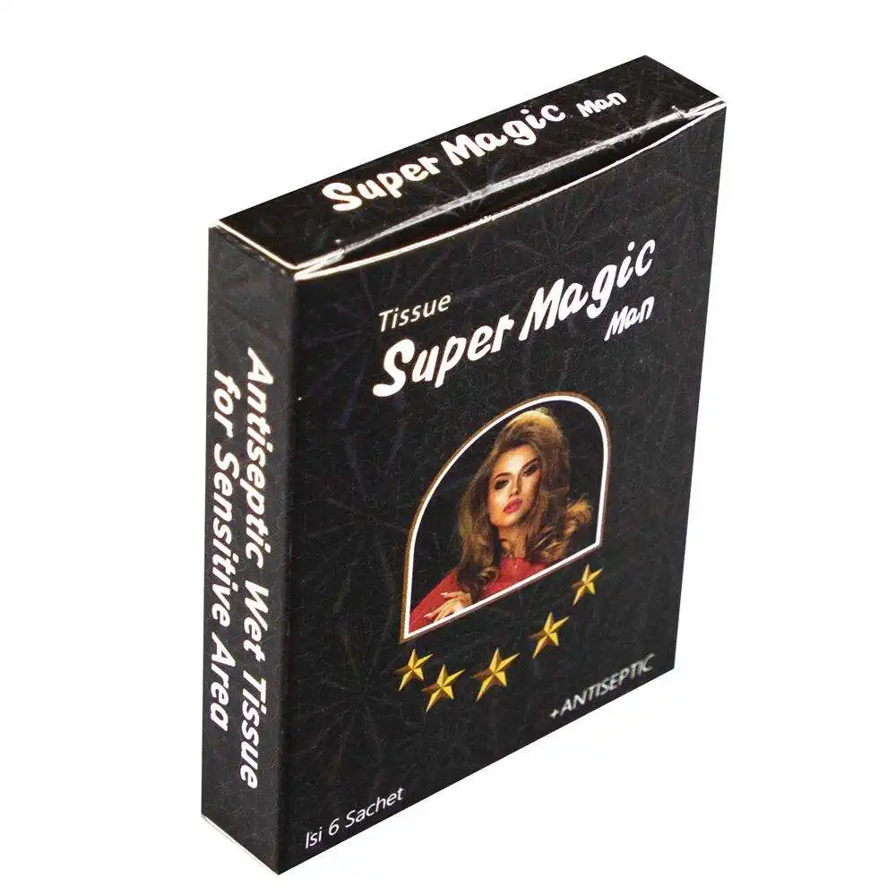 Super Magic Man Eco-Friendly Mini Wet Wipes 6pcs Individually Packaged Antiseptic Male Sex Delay for Men