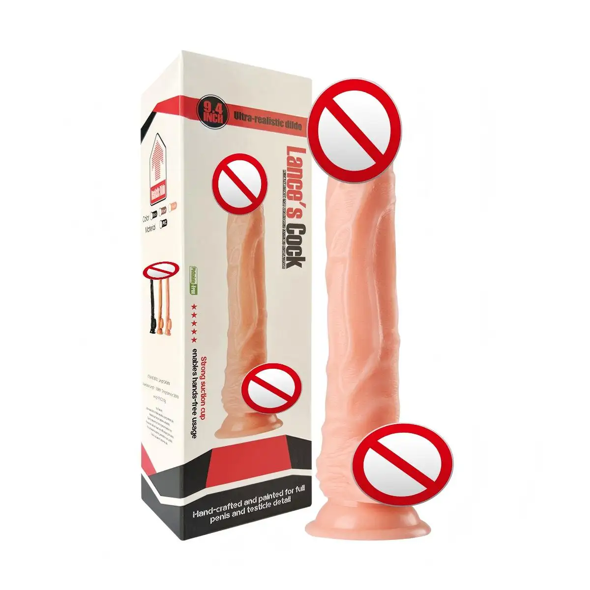 Realistic Waterproof 240mm PVC Dildo Adult Sex Toy Women Ultra Soft Thick Anal Men Curved Shaft Portable QS-B003