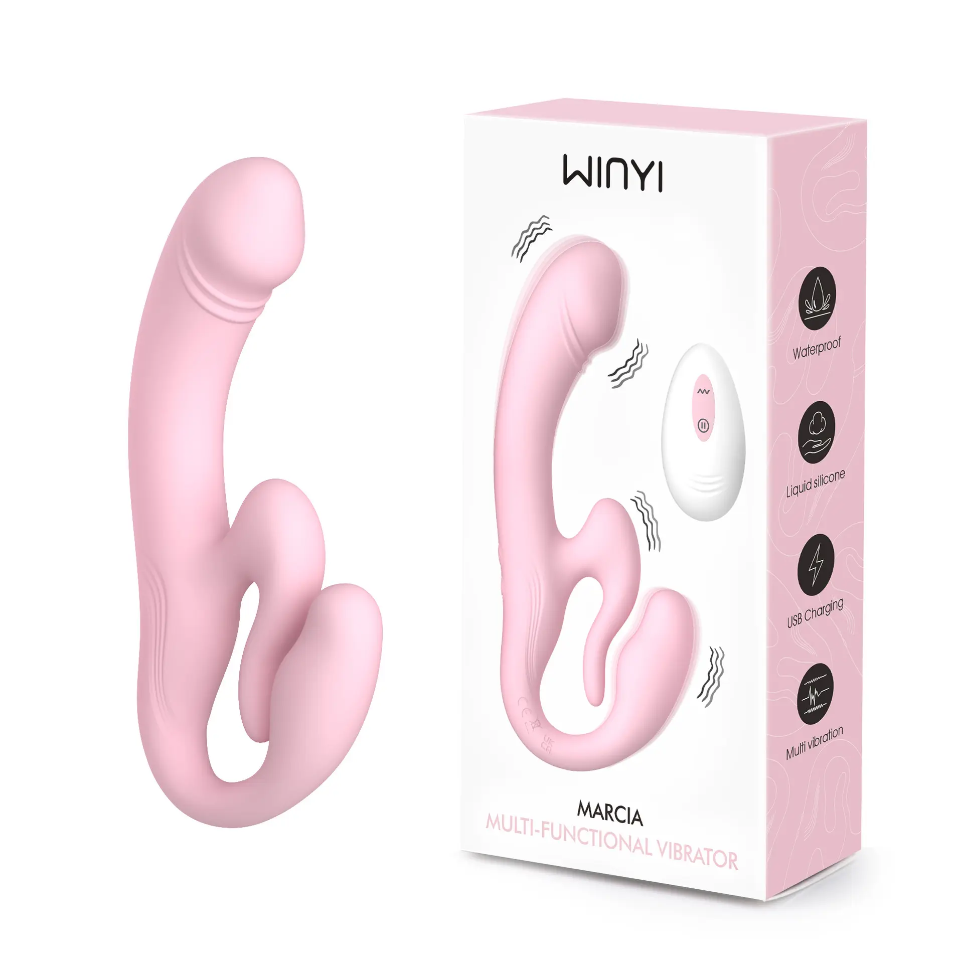 WINYI Strapless Strapon Dildo Vibrator New Lesbian Sex Toys Remote Double Penetration Triple Headed 350g IPX7 Waterproof
