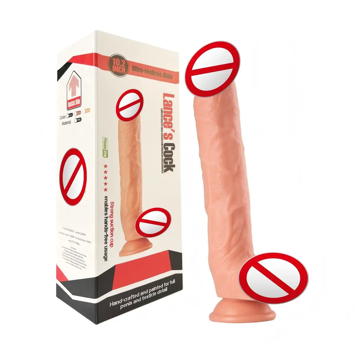 Realistic Texture 260mm PVC Suction Cup Dildo 100% Waterproof Ultra Soft Thick Anal Men Curved Shaft Portable QS-B007
