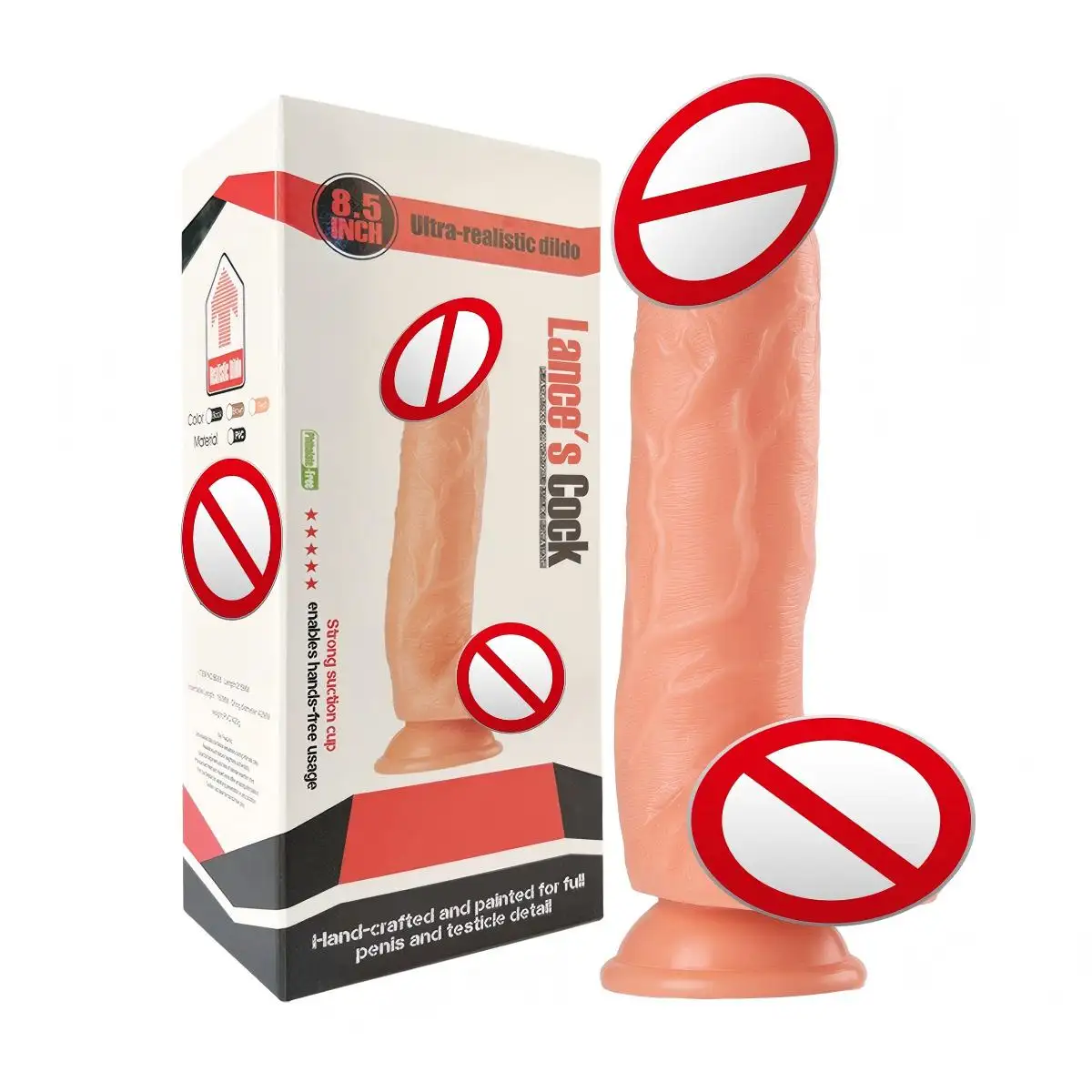 Realistic Waterproof 215mm PVC Suction Cup Dildo Adult Sex Toy Women Ultra Soft Anal Men Curved Shaft Portable QS-B005