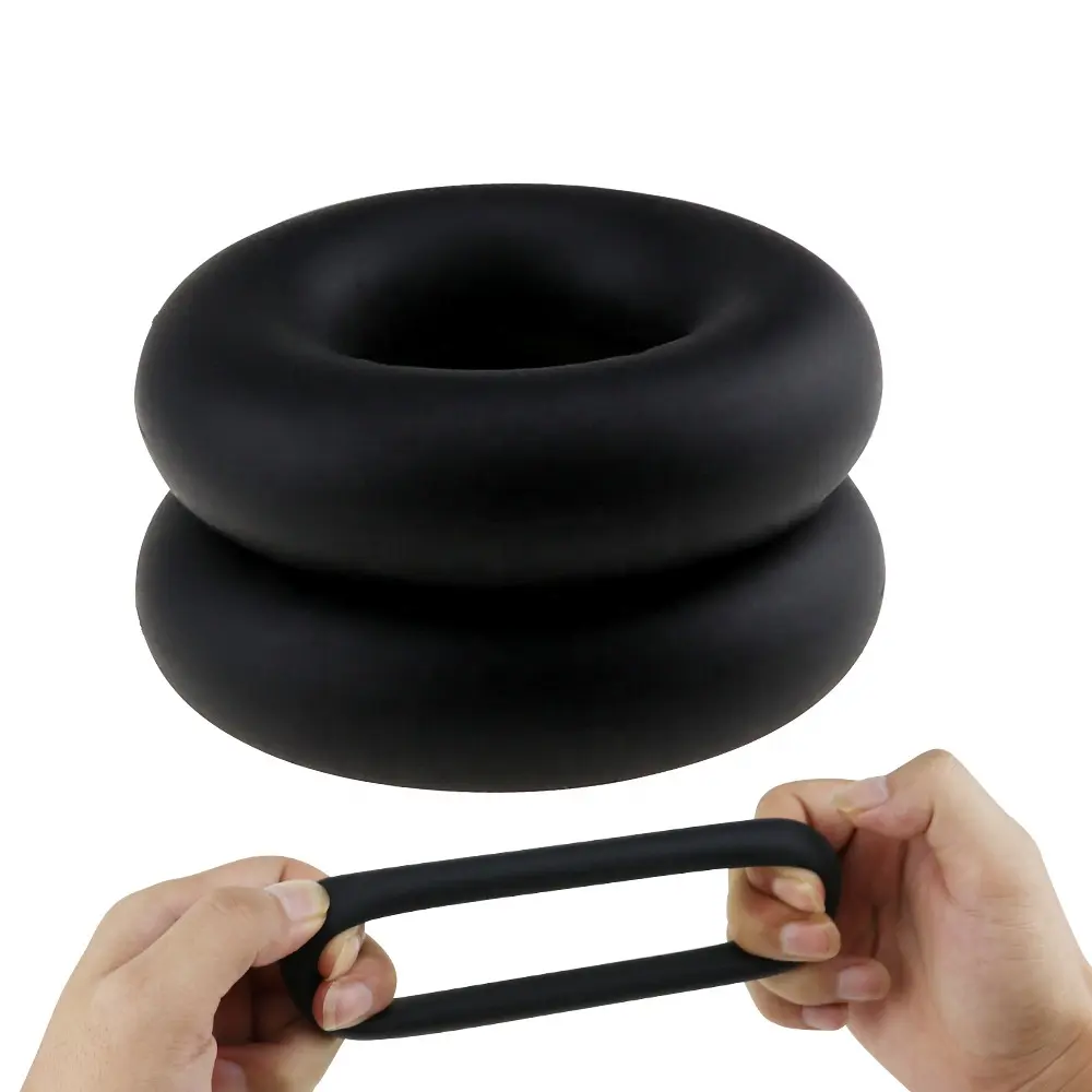 2 Size Per Set Silicone Rubber Male Products Strong Vibration Delay Ejaculation Cock Ring for Men