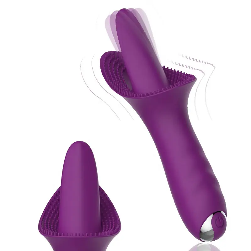 10 Speed Silicone G-spot Clitoral Vibrator Sex Toys , Rechargeable Clitoral Licking Vibrator Long Tongue Licking Vibrator