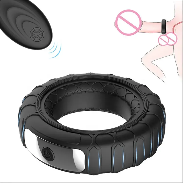 Remote Super Power 10 Speeds Black Silicone Vibrating Cock Ring Men Vibrator Penis Ring