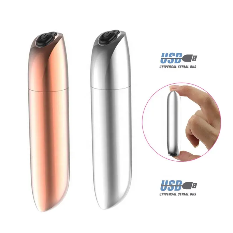 Gold Silver Power 10 Speed Rechargeable Vibrating Bullets Waterproof Bullet Vibrator Sex Toys for Woman