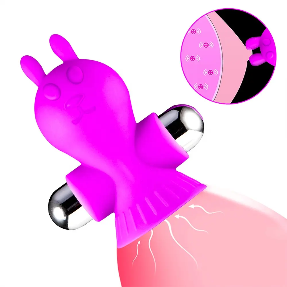 Silicone Suction Cup Bunny Rabbit Vibrator Breast Nipples Stimulator Clit Sucker Sex Toy for Women