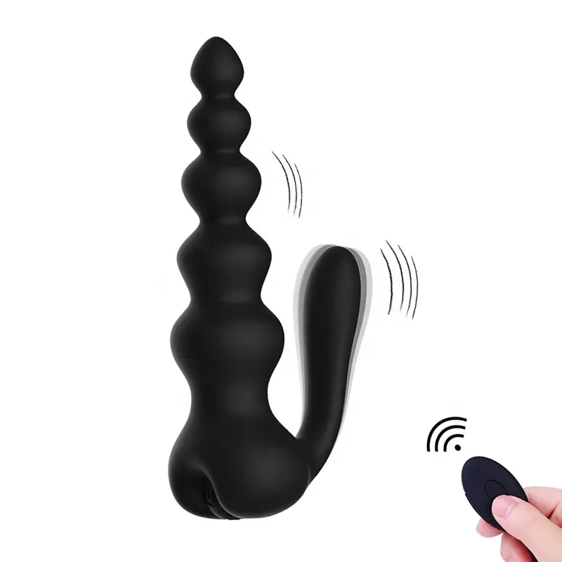 Silicone Graduated Anal Sex Toy with Dual Motors 10 Modes Vibrating Anal Beads Butt Plug Anal Massager Product