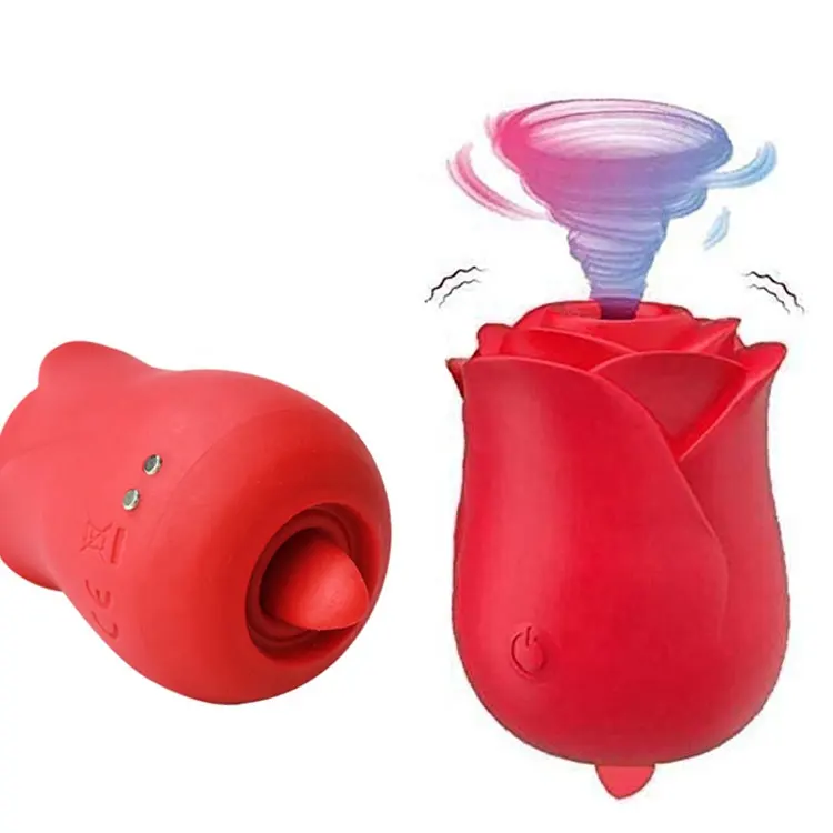 10 Modes Clit Sucker Clitoral Stimulator Rose Sex Toys,Tongue Rose Vibrant Licker Double Sided Rose Vibrator for Women