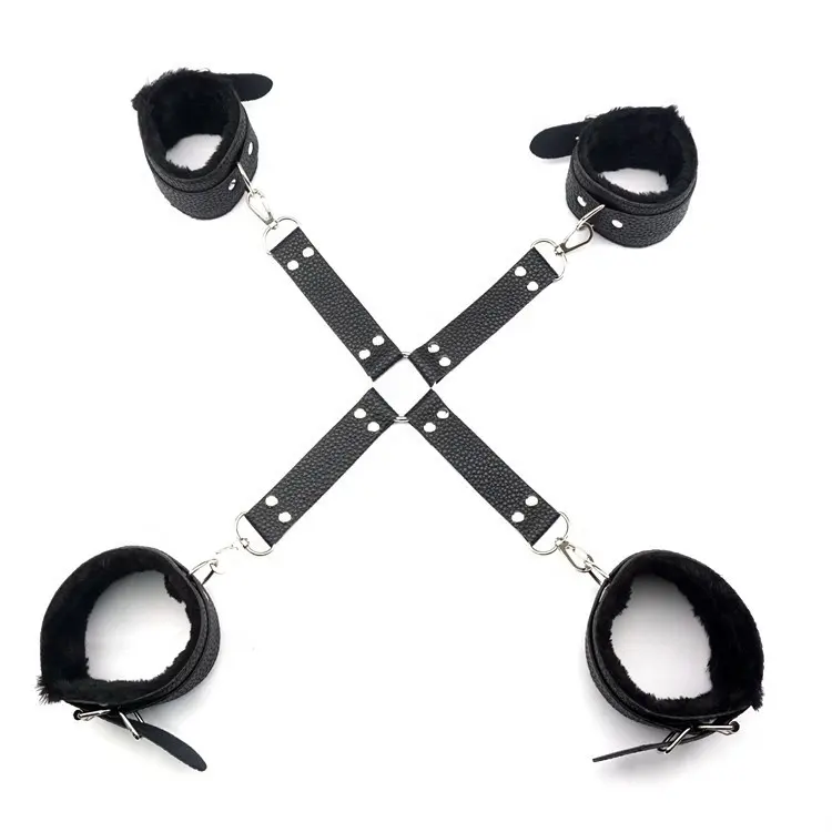Cross Handcuffs Anklecuffs Bondage Leather Restraints,SM Sex Bondage Toys Adult Restraints for Women